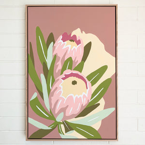"Proteas" - 24x36" framed acrylic on canvas painting